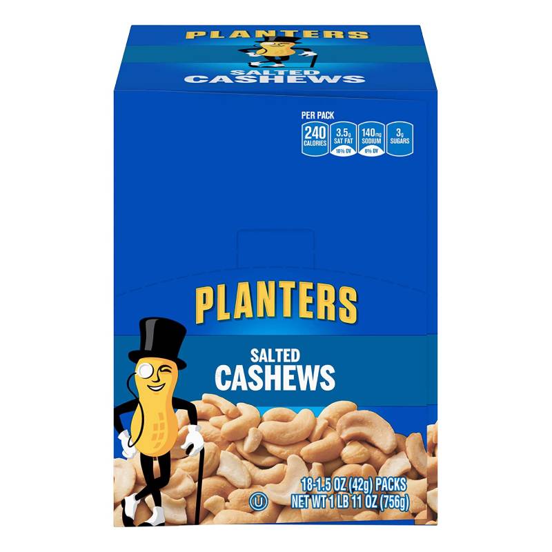 PLANTERS CASHEWS SALTED 18/1.5OZ Serena Wholesale